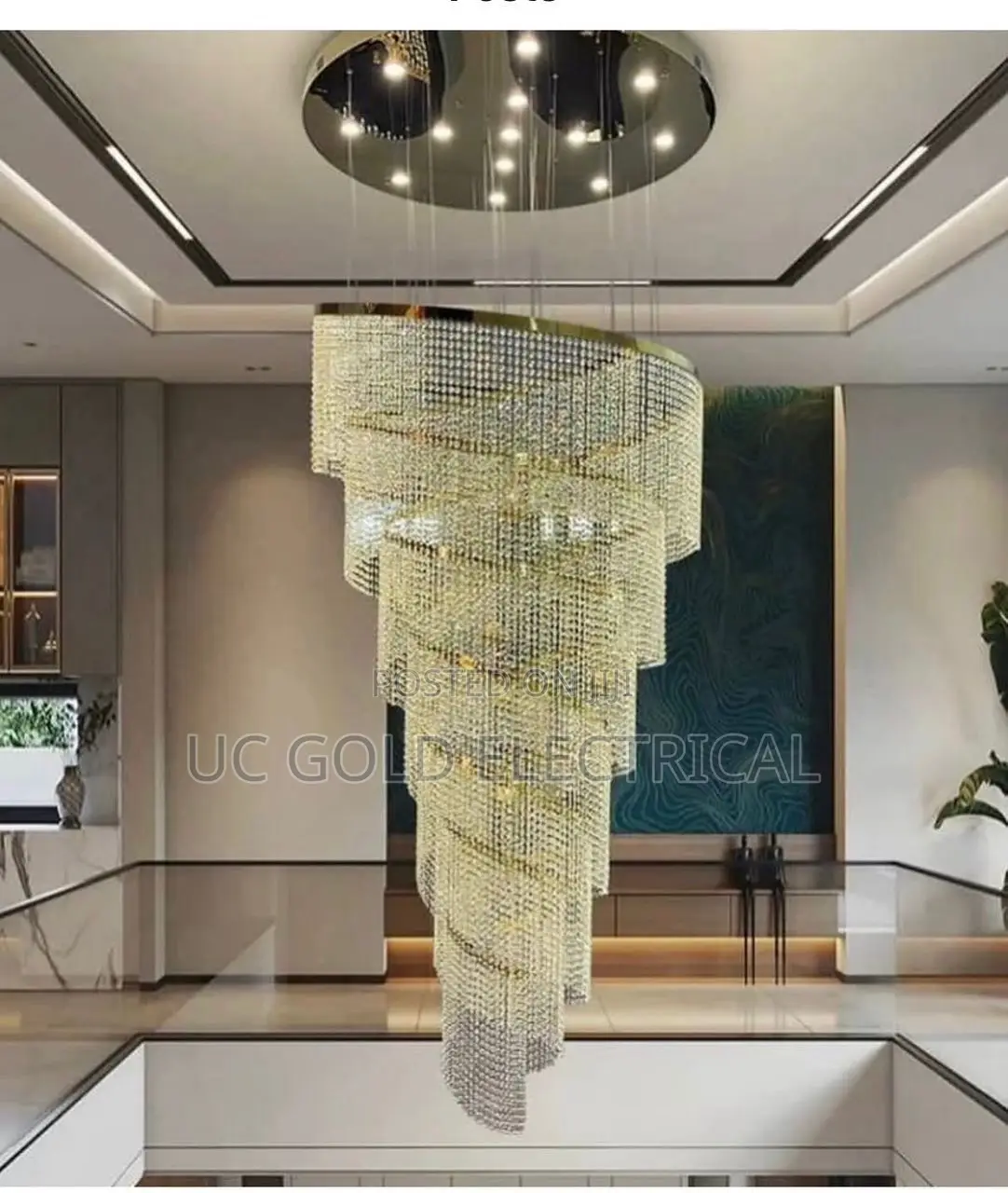 Large Spiral Design Crystal Chandelier for Staircase Hallway