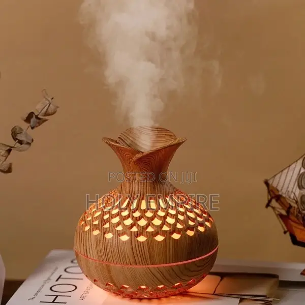 300ml Wooden Vase Colorful Light Cool Mist Air Humidifier