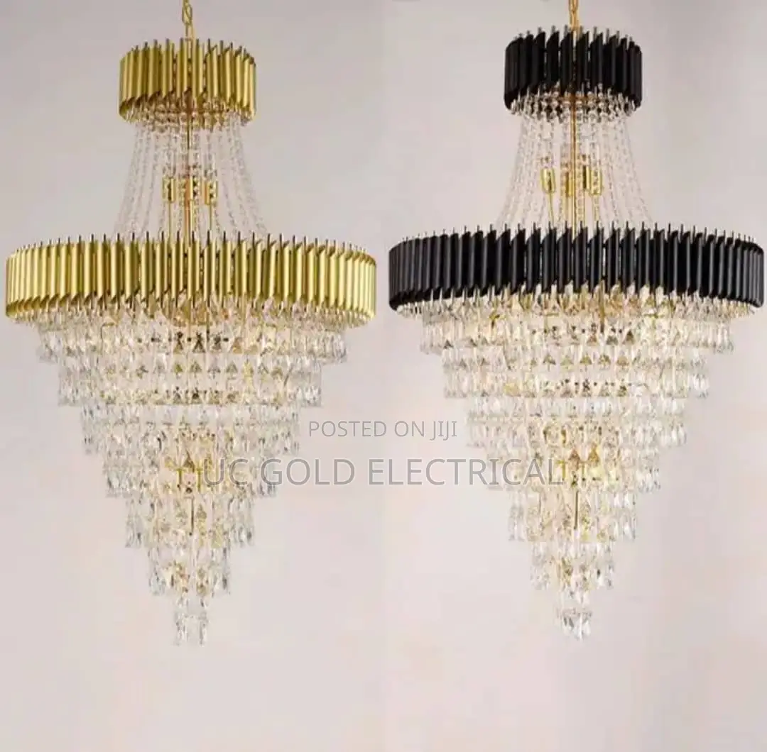 Gold Crystal Chandelier Modern Luxury Duplex Villa Lobby