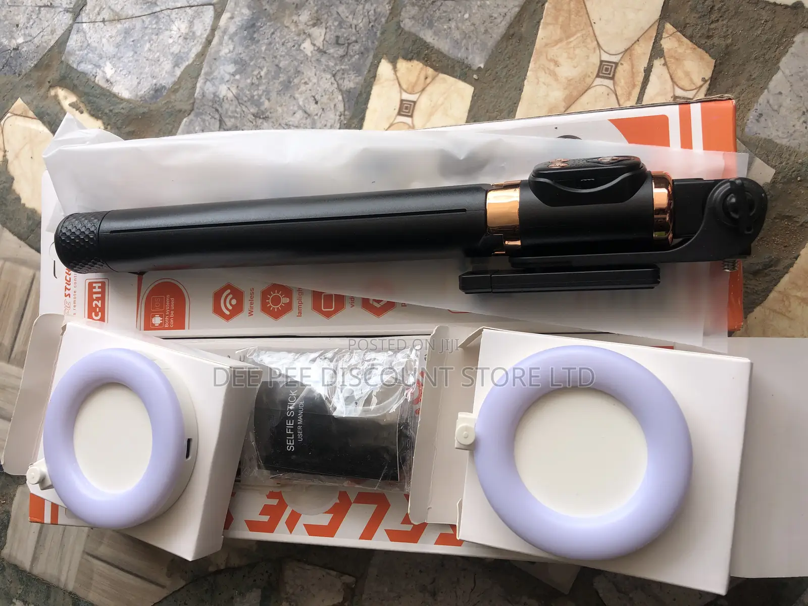 Wirele Bluetooth Selfie Stick With Dual Led Ring Light I