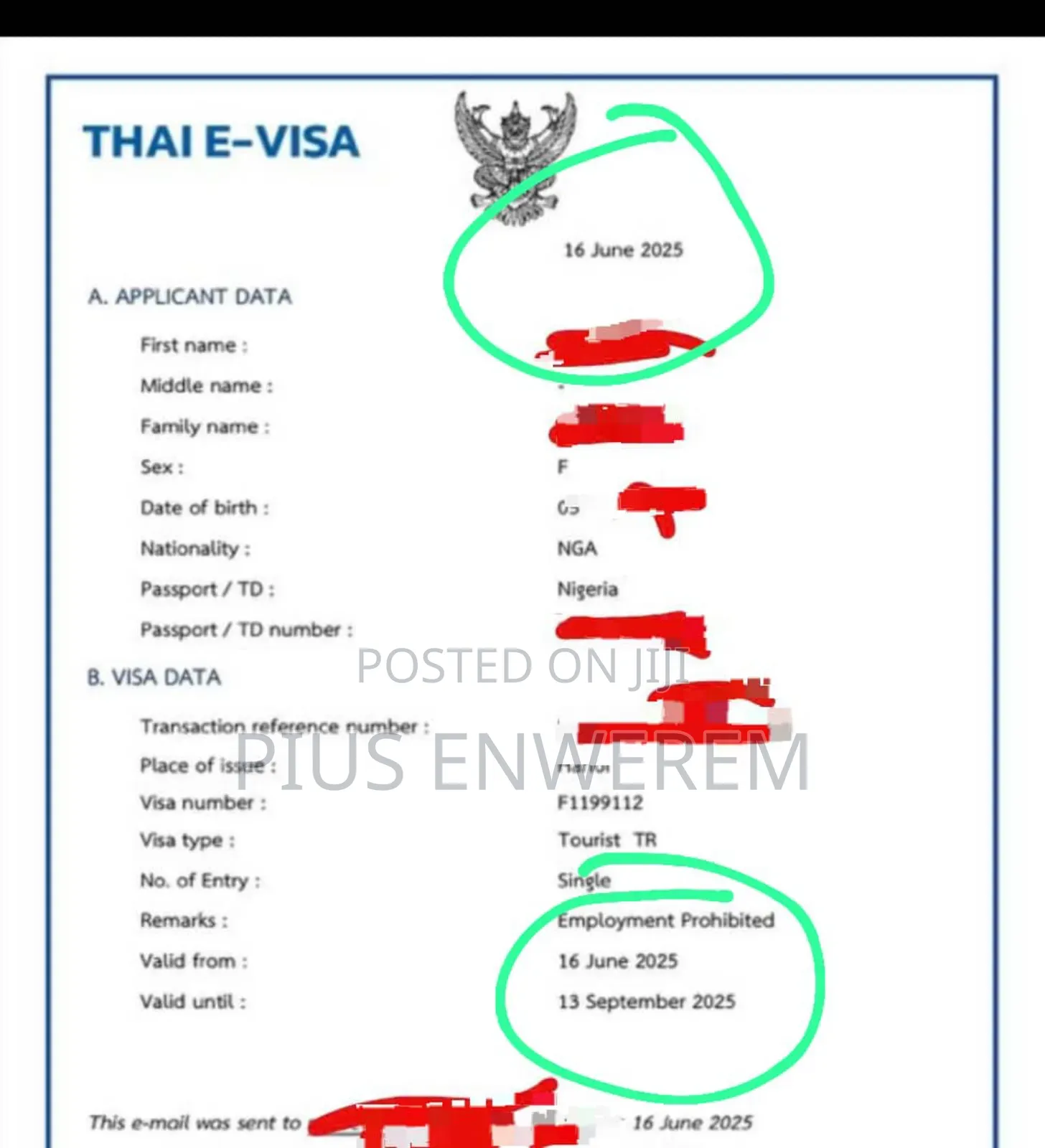 Thailand E Visa (100%)