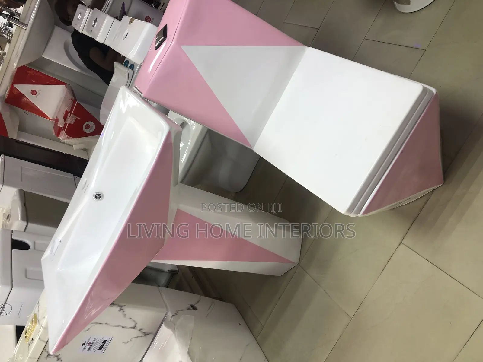 White and Pink Water Closet High Quality