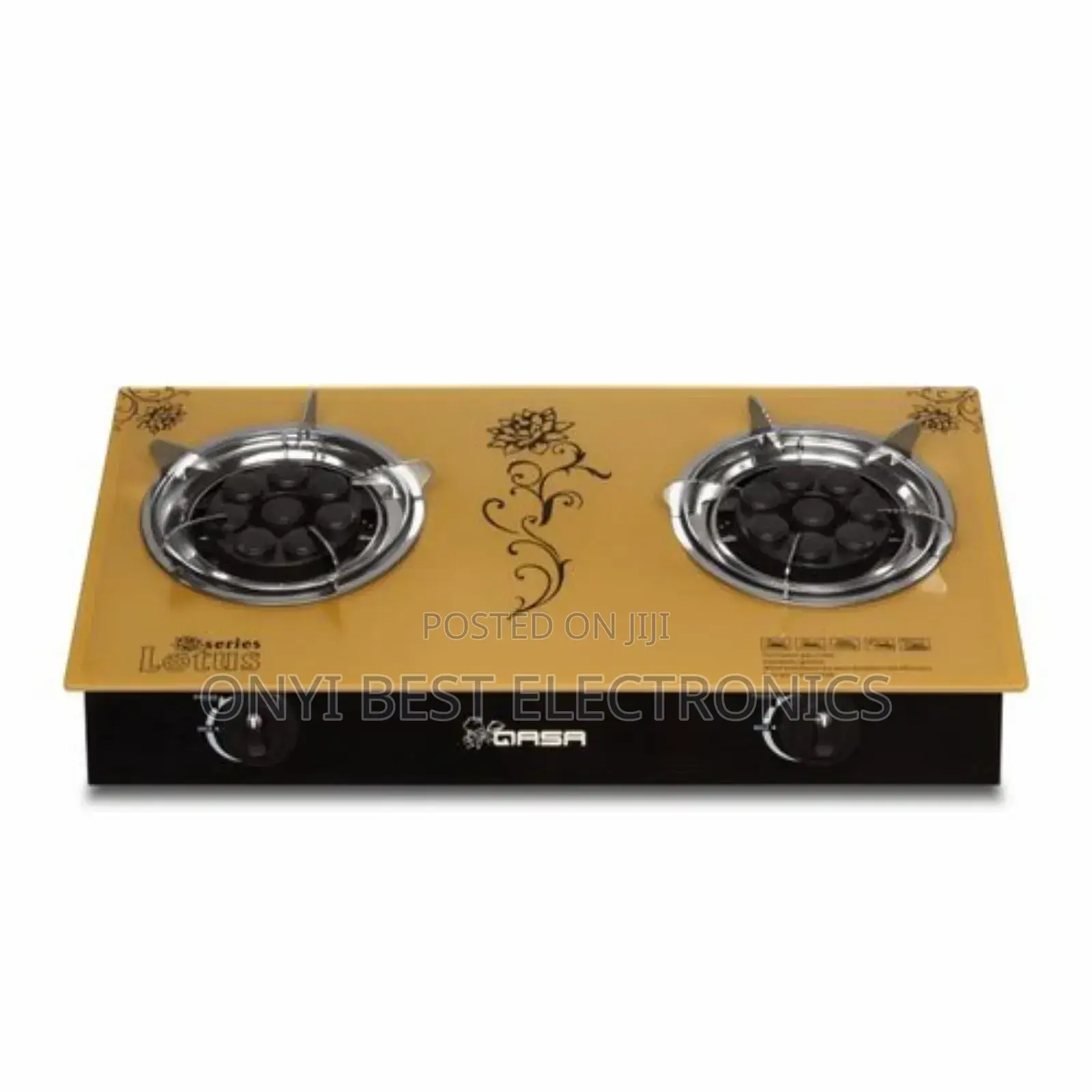Qasa Glass Table Top Gas Cooker QGC-2bg Lotus