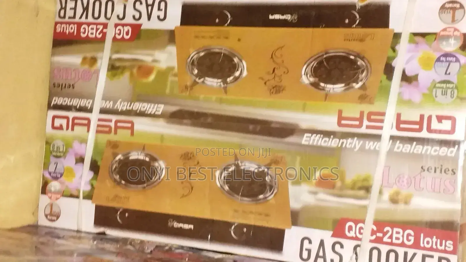 Qasa Glass Table Top Gas Cooker QGC-2bg Lotus