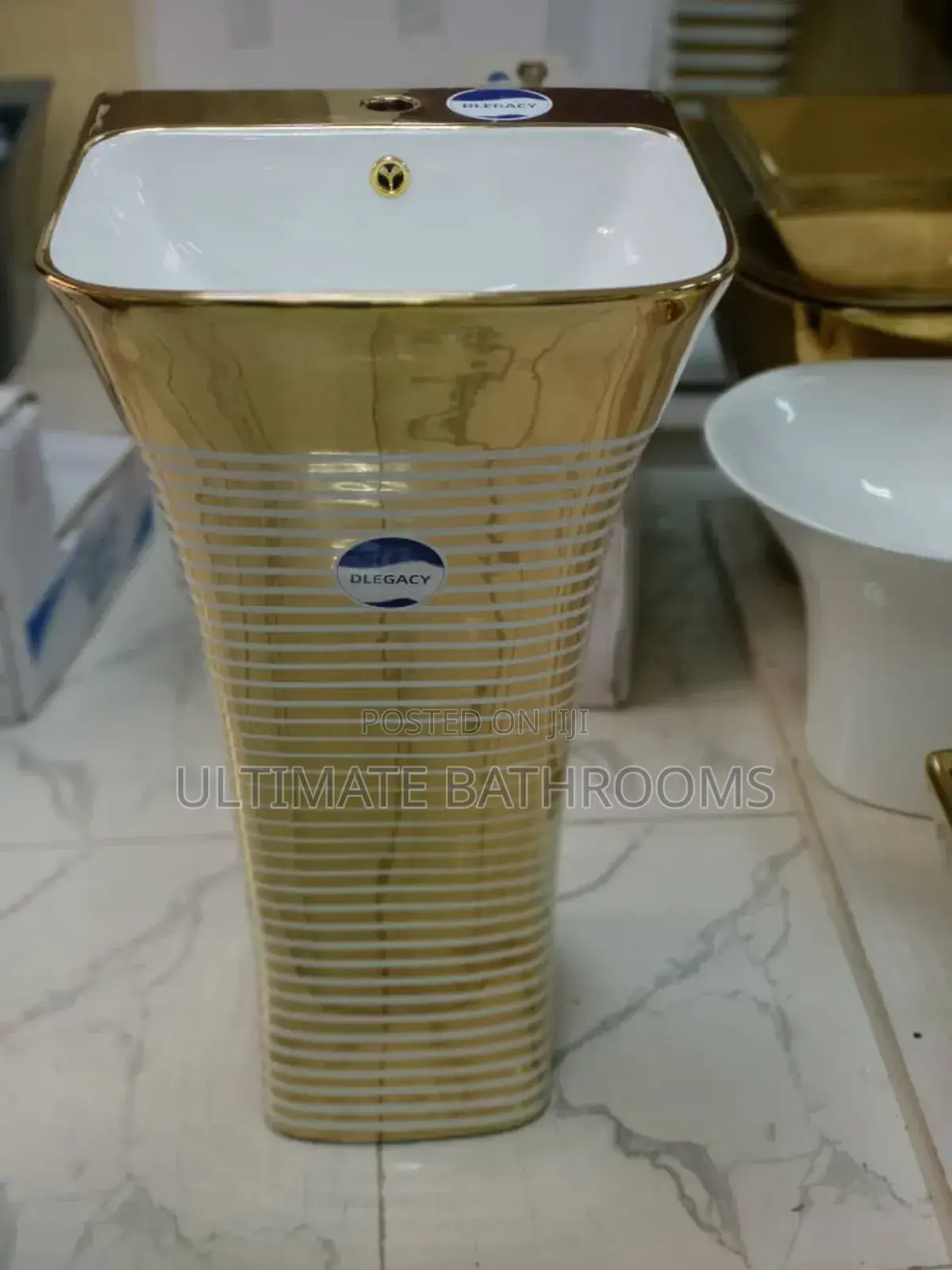 Gold Colour and White Stripe Dinning Washing Hand Basin