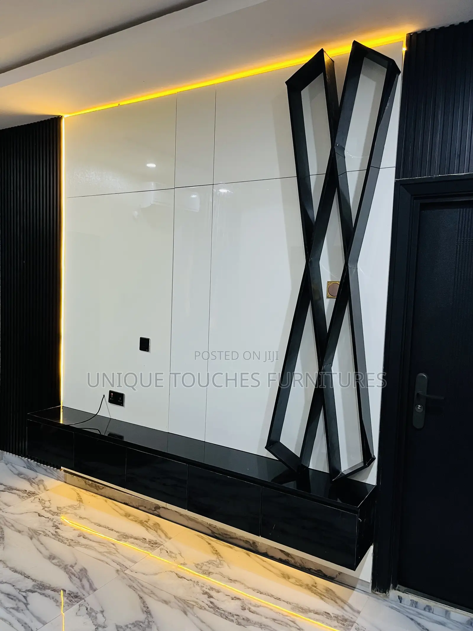 High Glossy Board Unique Touches Tv Console
