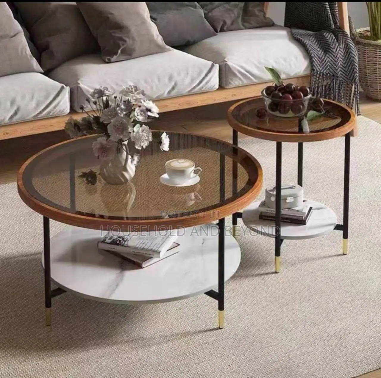 Italian Glass Twin Center Table 2 in 1 Nordic Table