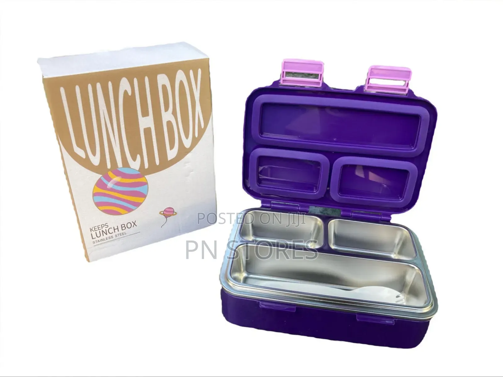 550ml Lunch Box With Fork 3 Compartment Japanese Lunch Box