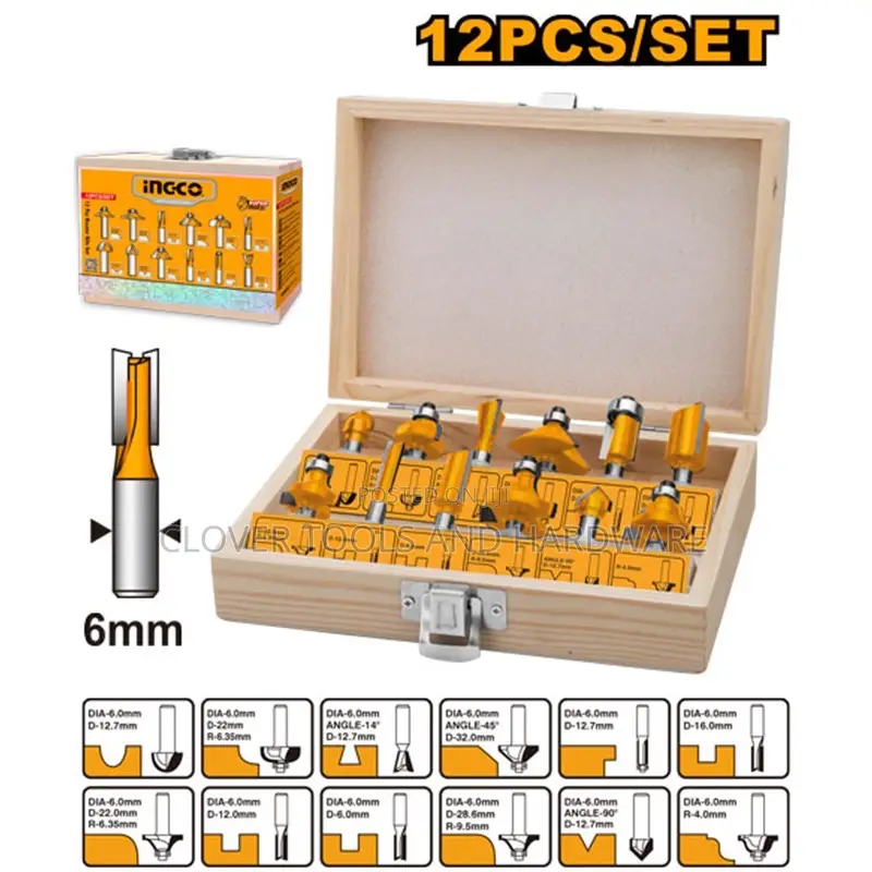 Ingco Akrt1201 Router Bit Set 6mm 12pcs