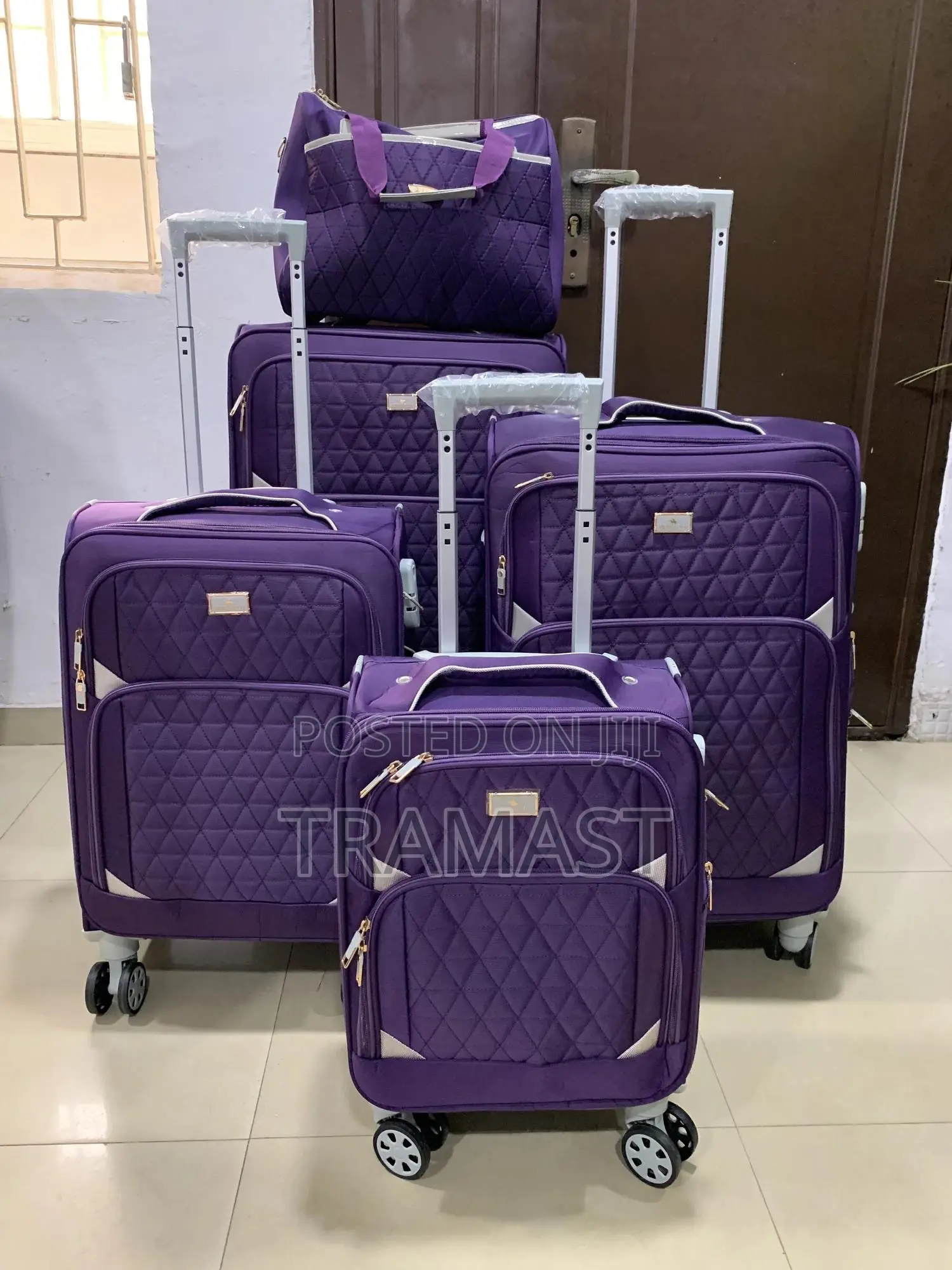 Purple Swiss Polo 5-piece Luggage Set