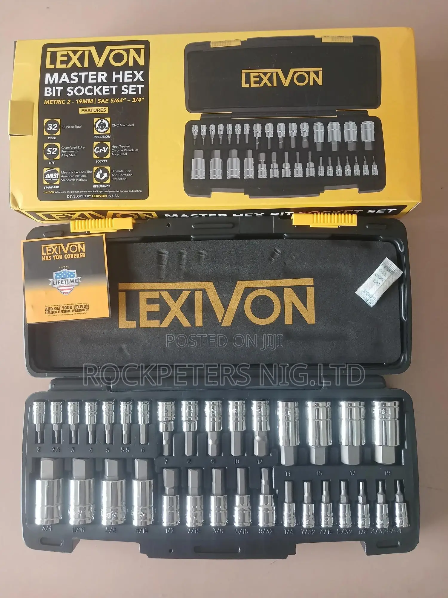 Lexivon Lx-144 1⁄4",3⁄8" 1⁄2" Master Hex Bit Socket Set