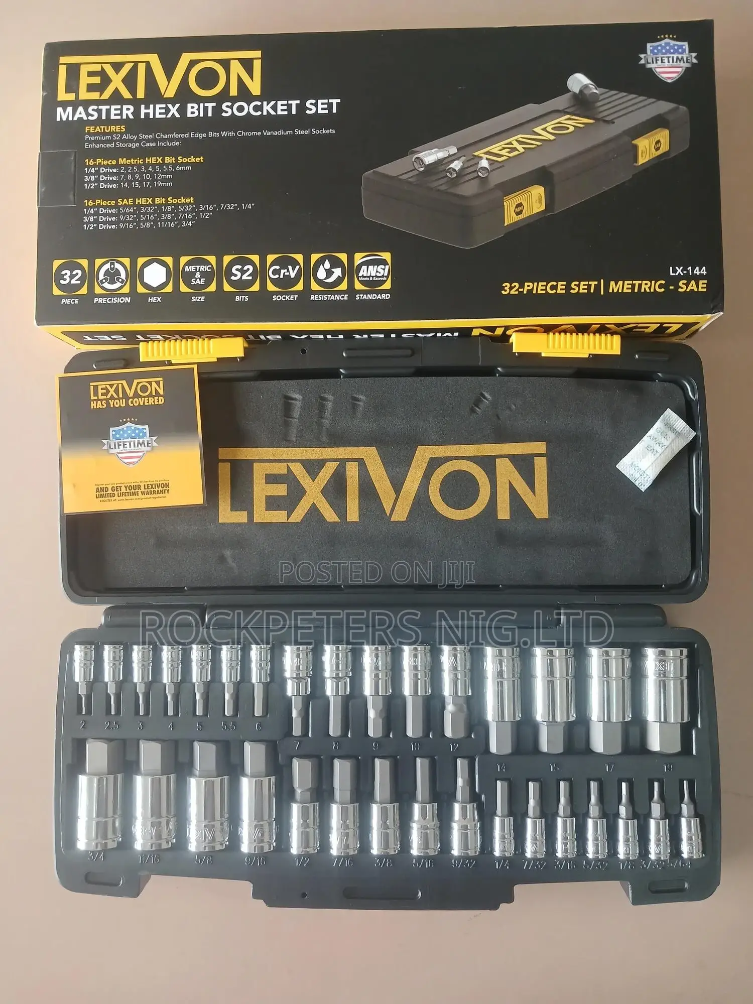 Lexivon Lx-144 1⁄4",3⁄8" 1⁄2" Master Hex Bit Socket Set