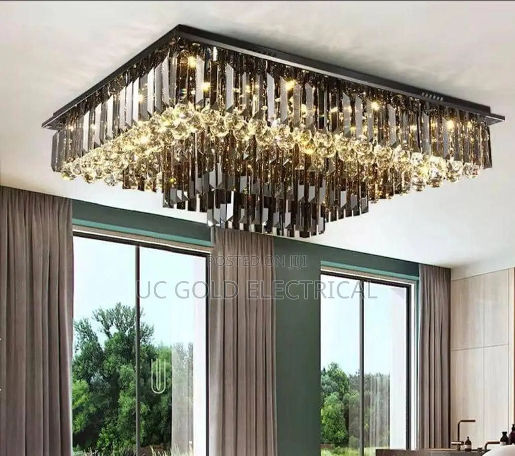 Rectangle Design Smoky Grey Crystal Ceiling for Living Room