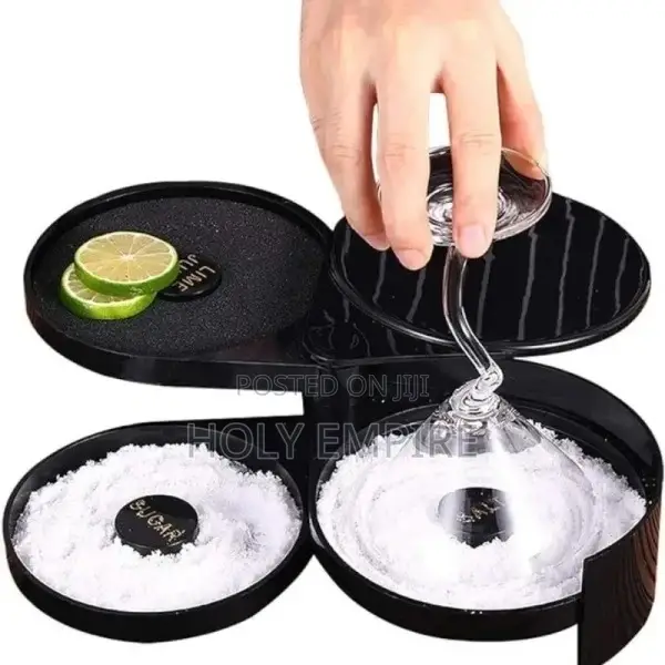 Bar Accessories 3 Tier Rotating Salt Rimmer Box Mixing Salt