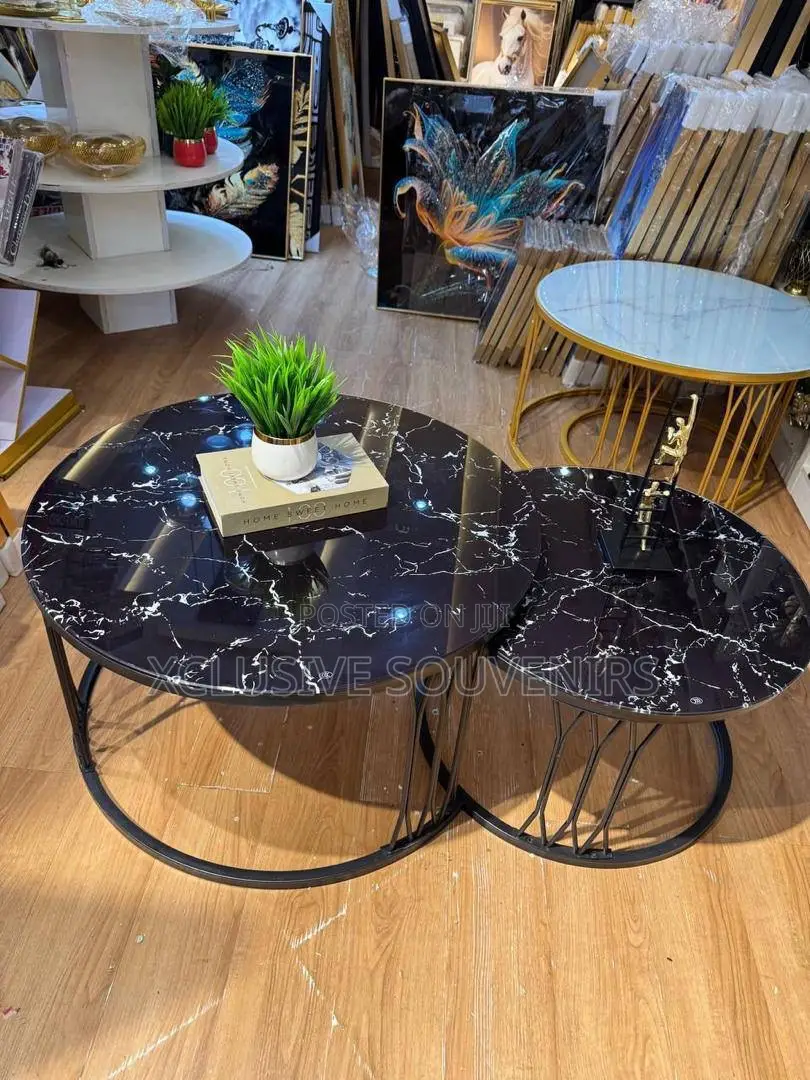 Modern Marble Round Coffee Table With Stainless Steel Frame