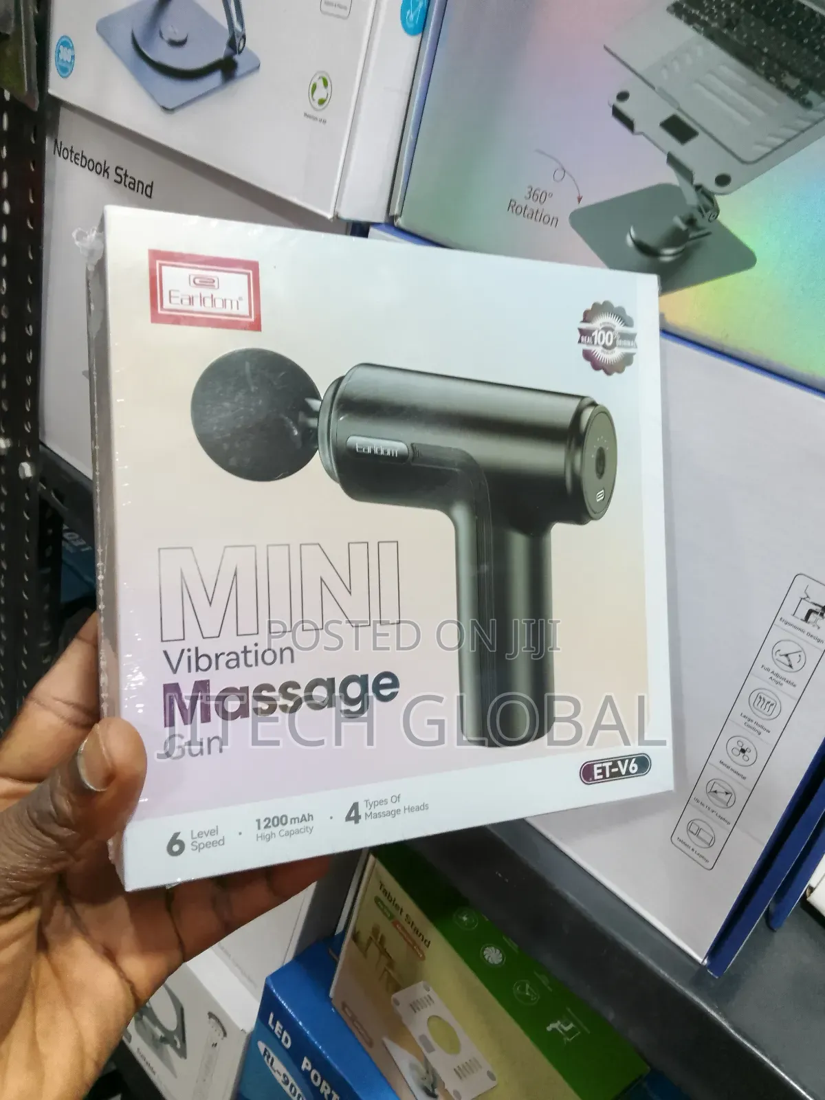 Earldom Et-v6 Mini Vibration Massage Gun - 1200mah - Black