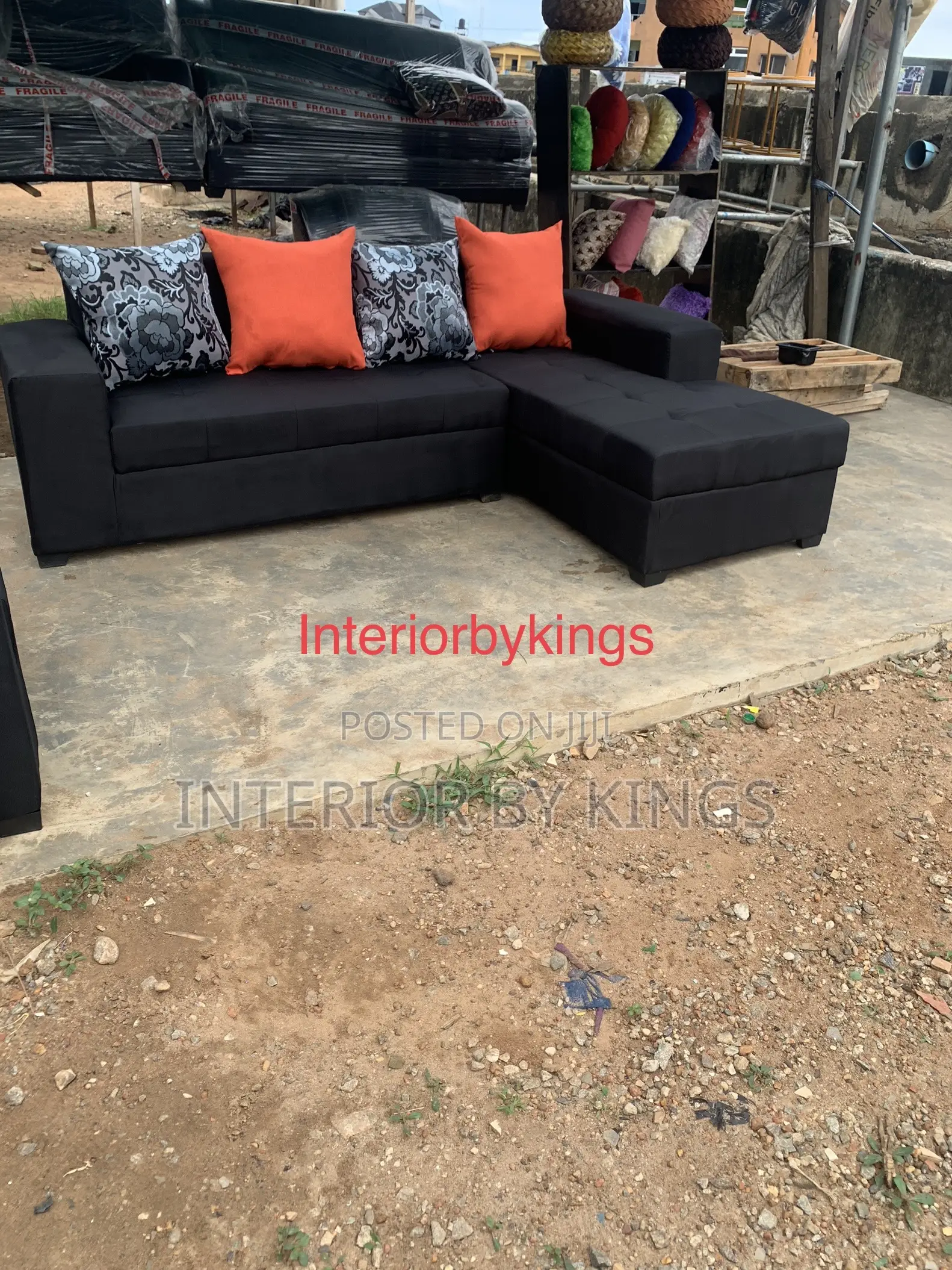 L-Shaped Fabric Sofa Made With Quality and Sleek Materials
