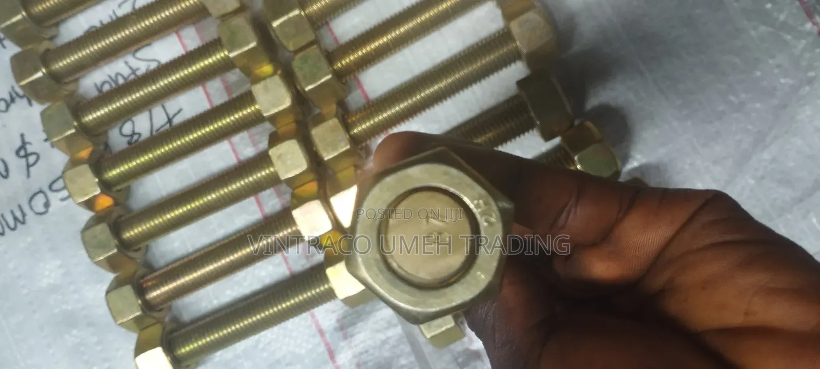 7/8 X 150mm Stud Bolt Nuts Zinc Plated/Bichromate Treated