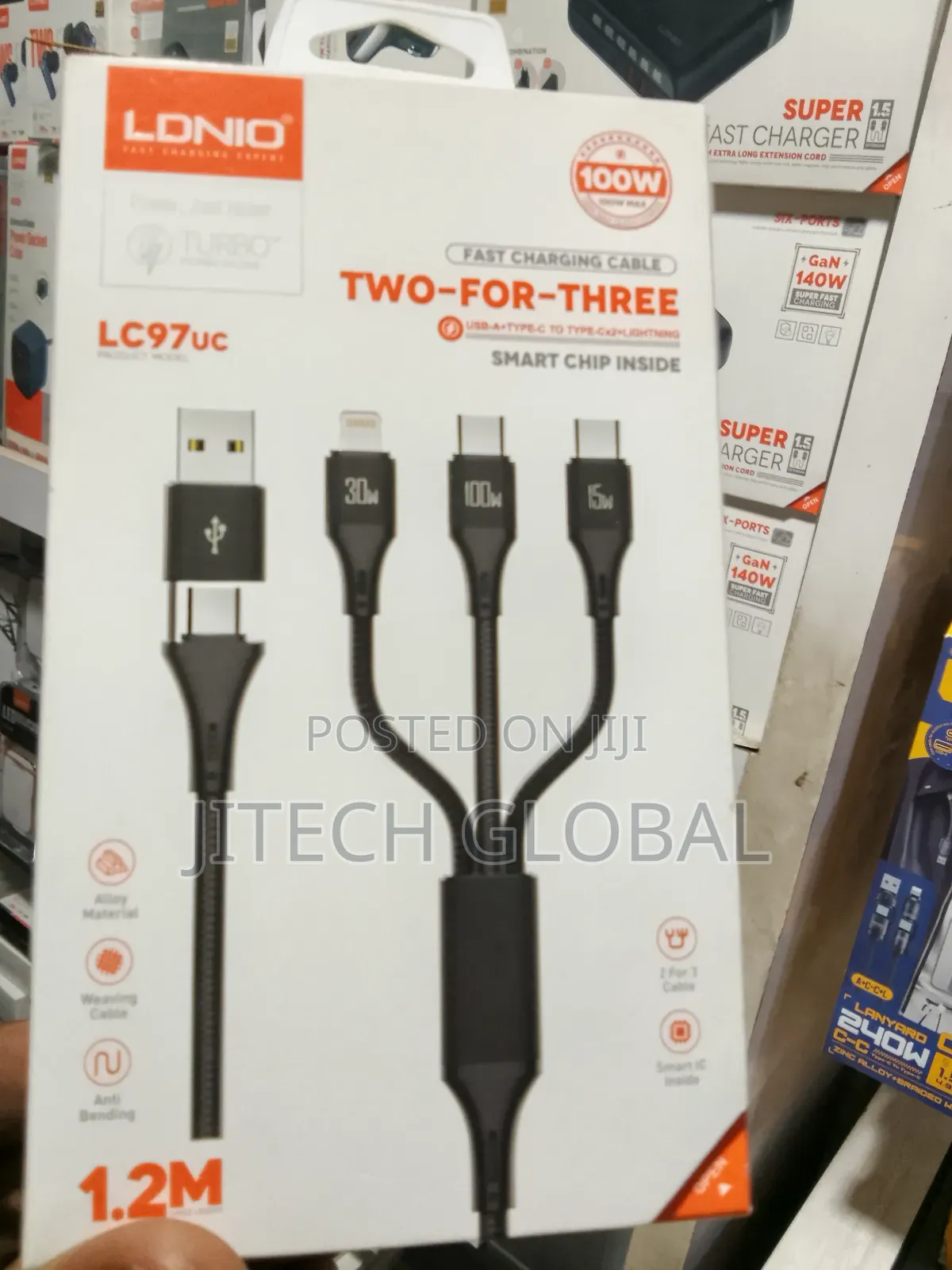 Ldnio 2 in 3 Fast Charging Data Cable Lc97uc - 100w