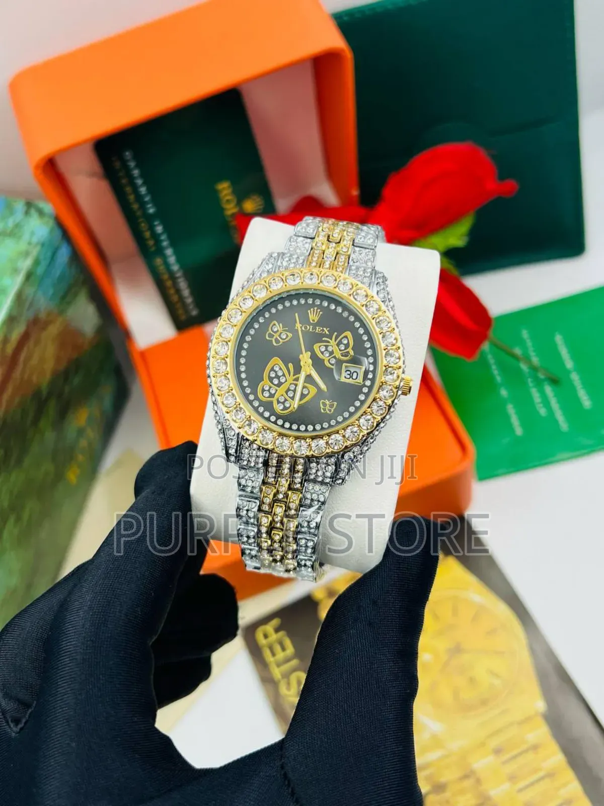Rolex Iced Butterfly Dial Watches for Women
