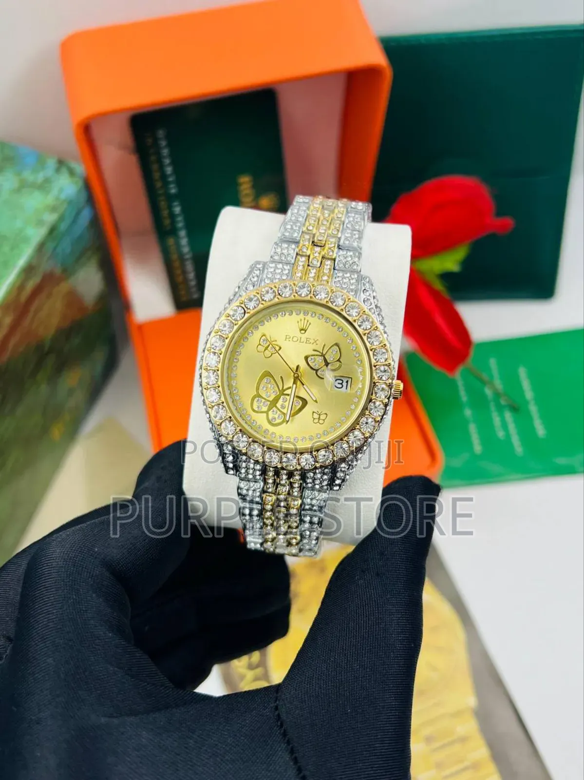 Rolex Iced Butterfly Dial Watches for Women
