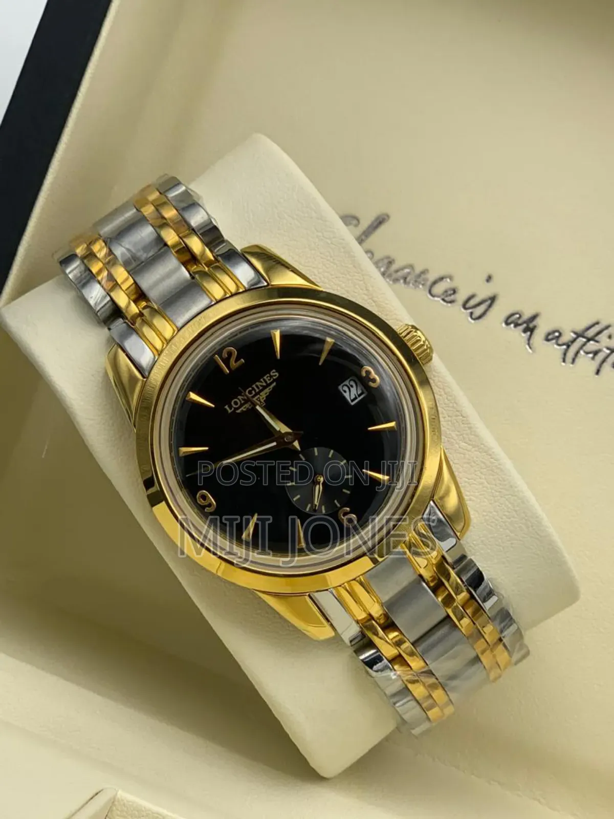 Longines Inspired Two Tone Chain Watch