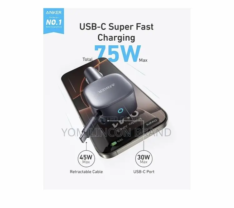 Anker Usb-C Car Charger, 75w Max, Ultra-Compact