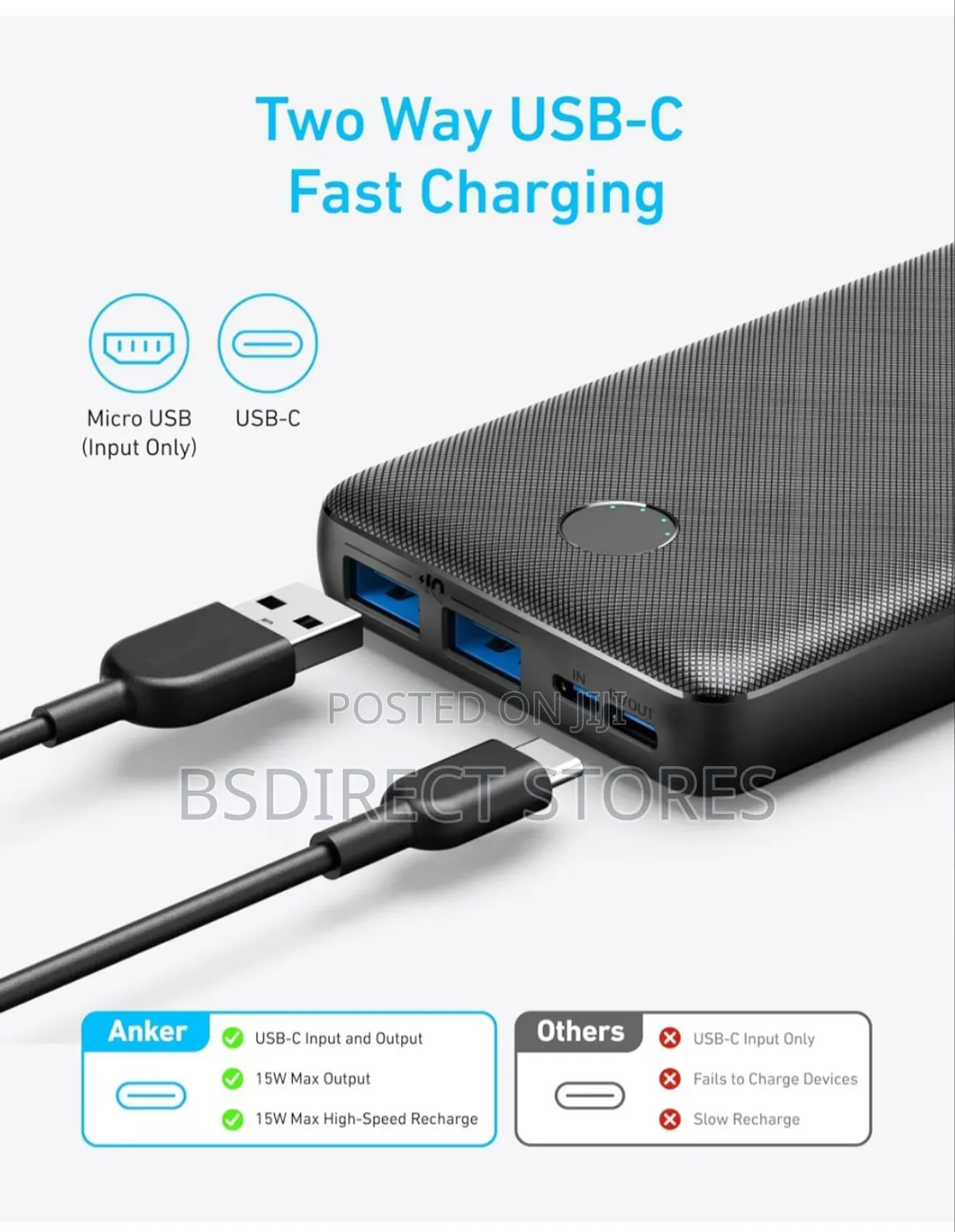 Anker Power Bank 20000 Portable Charger Power Iq Technology