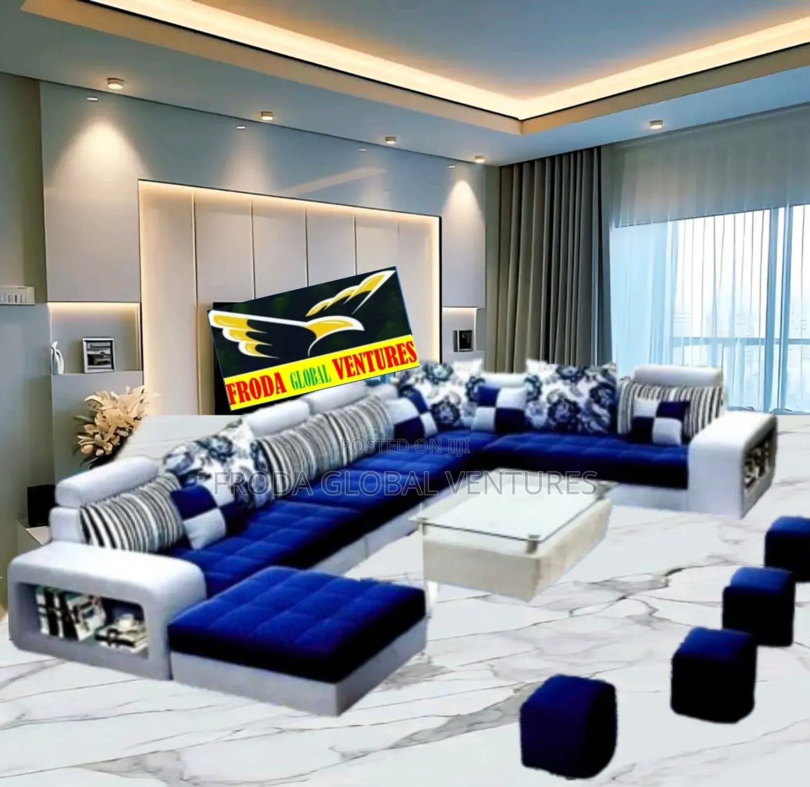 Quality Couch of U-Shape Sofa, Table and Stools. Ua03