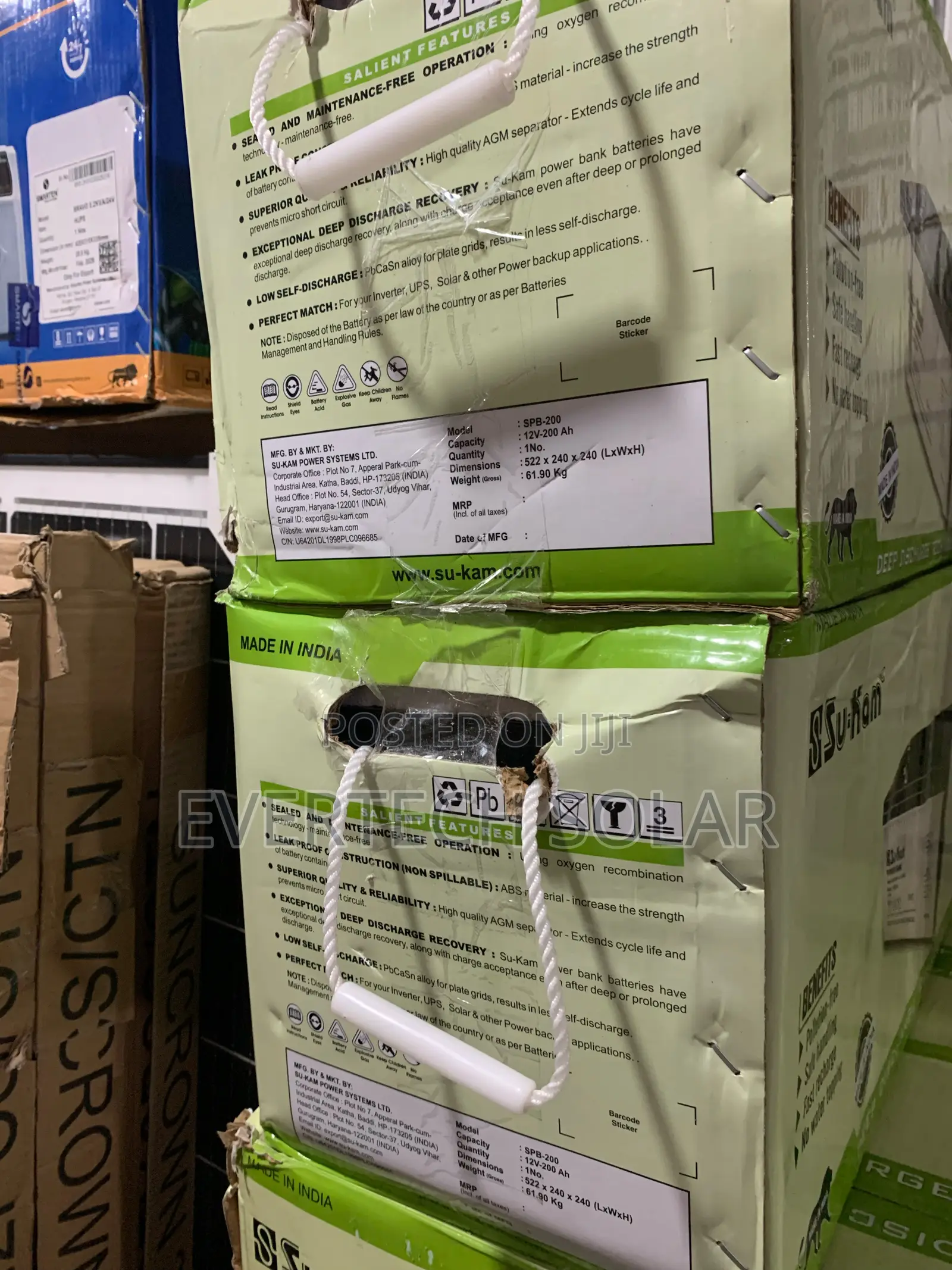 220 Ahms Dry Cell Su_kam 12v Gel Battery 🔋