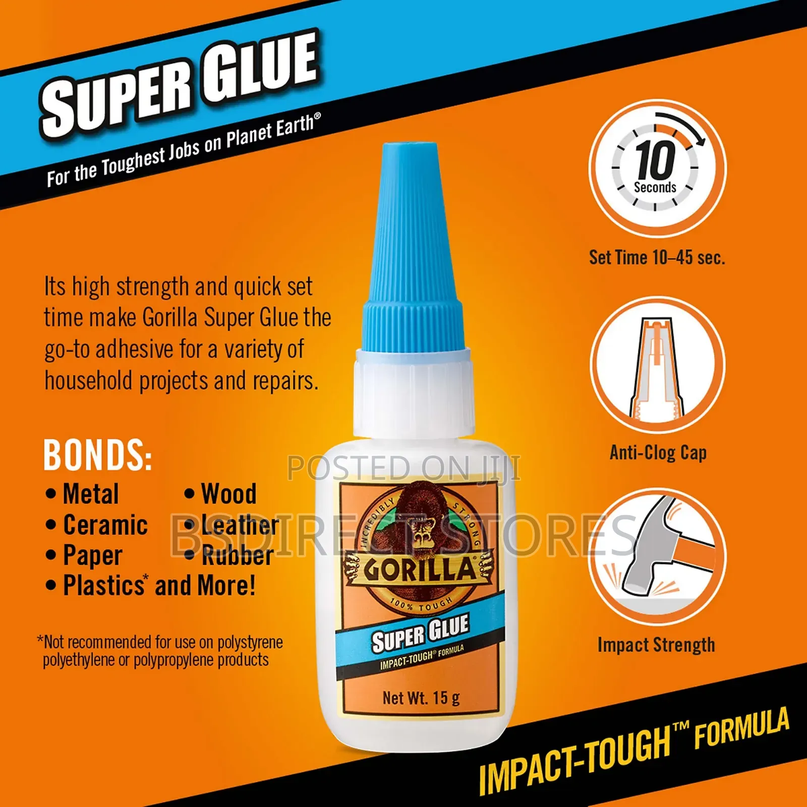 Gorilla Super Glue Permanent Liquid Transparent Clear 3 G