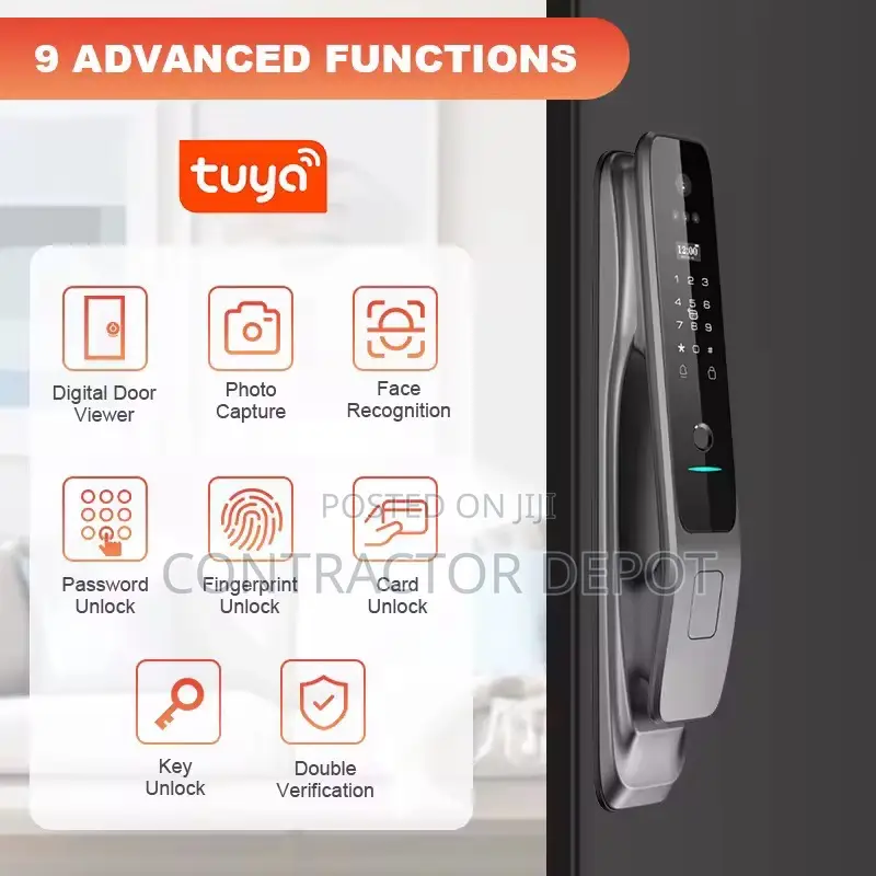 Talking Wifi Tuya Smart Door Lock With Camera and Monitor