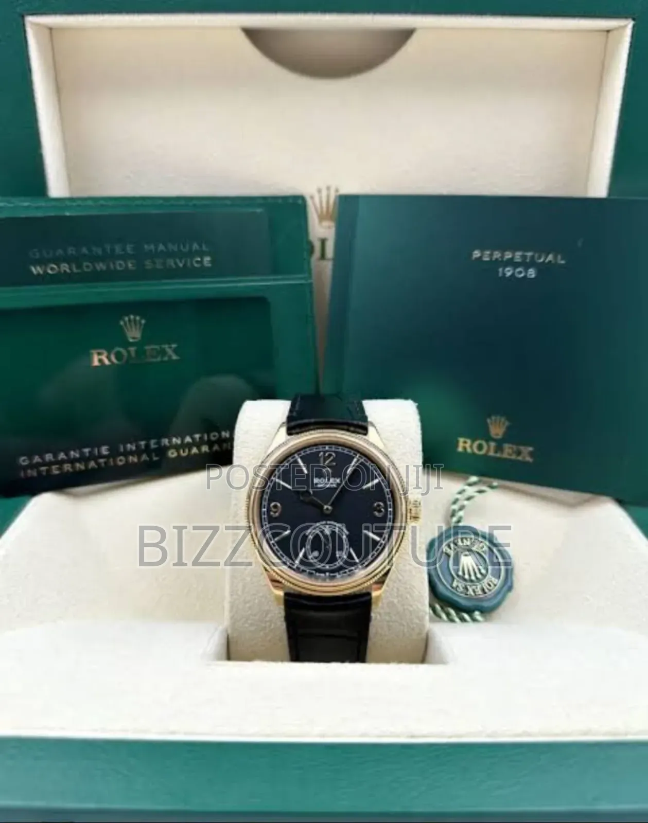 Original Rolex Black Leather Strap Watch in Store