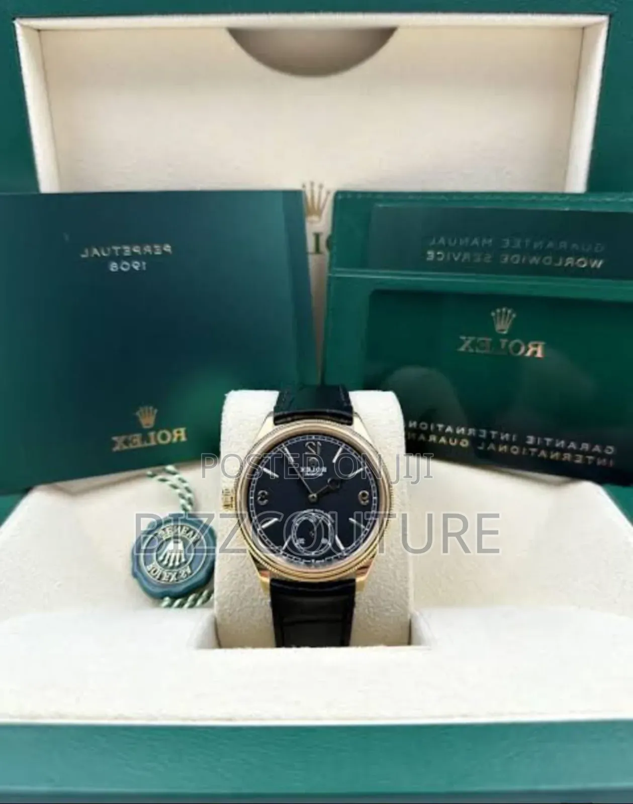 Original Rolex Black Leather Strap Watch in Store