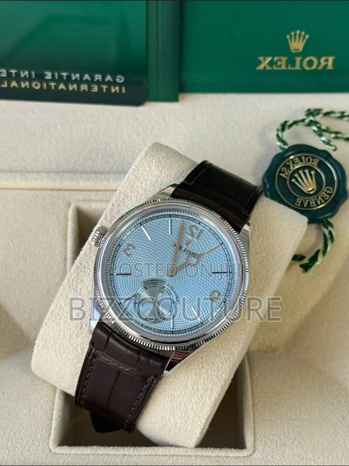 Original Rolex Brown Genuine Leather Strap Watch in Store