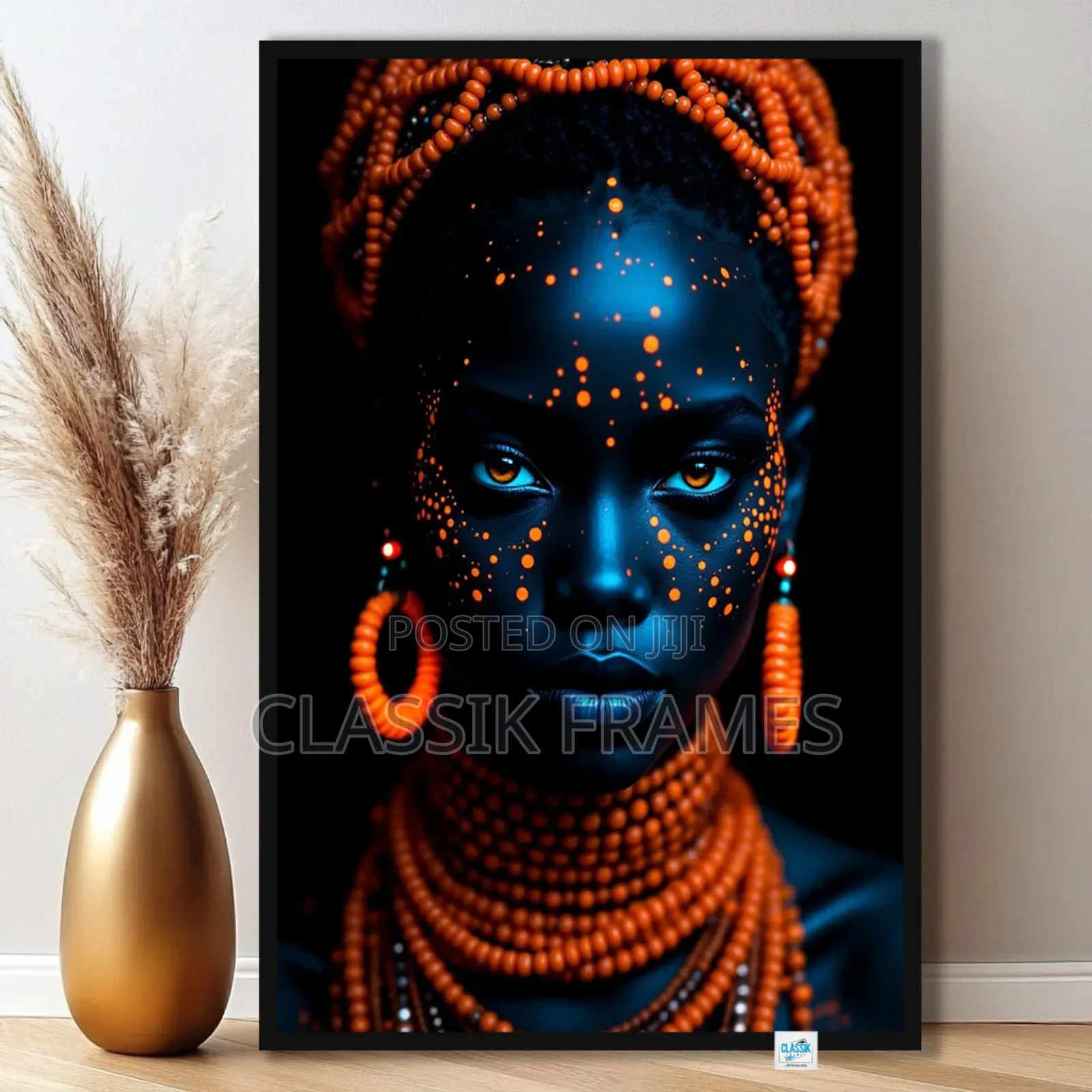 Hd Framed African Queen Acrylic Digi Painting Wall Arts