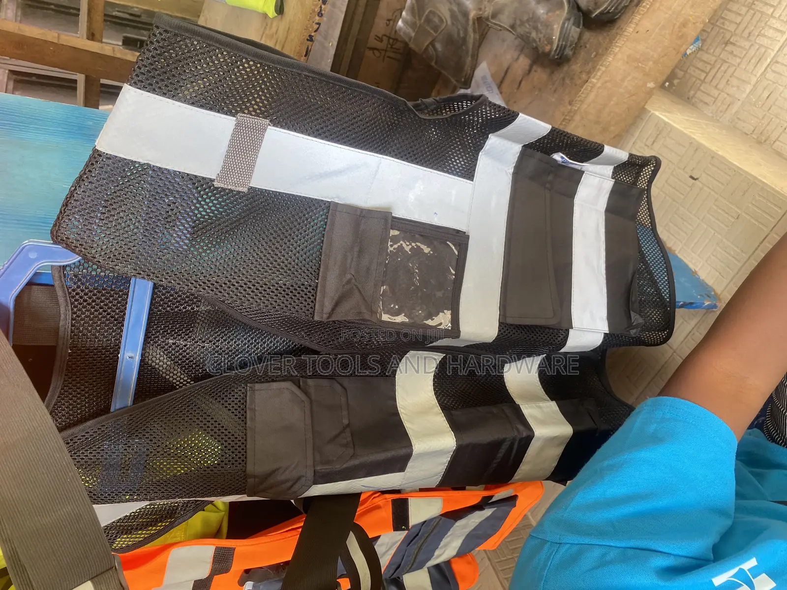 Black Safety Jacket / Vest With Reflective Strips