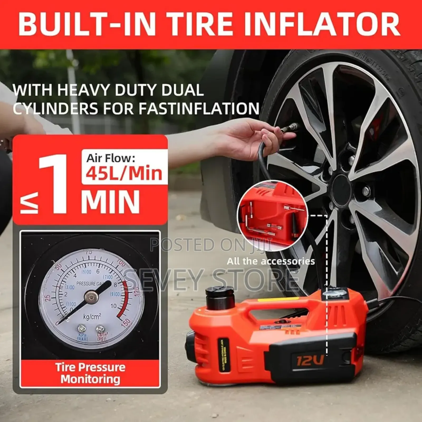 Car Electric Hydraulic Car Jack Kit 5 Ton 12v Portable Lift Rang