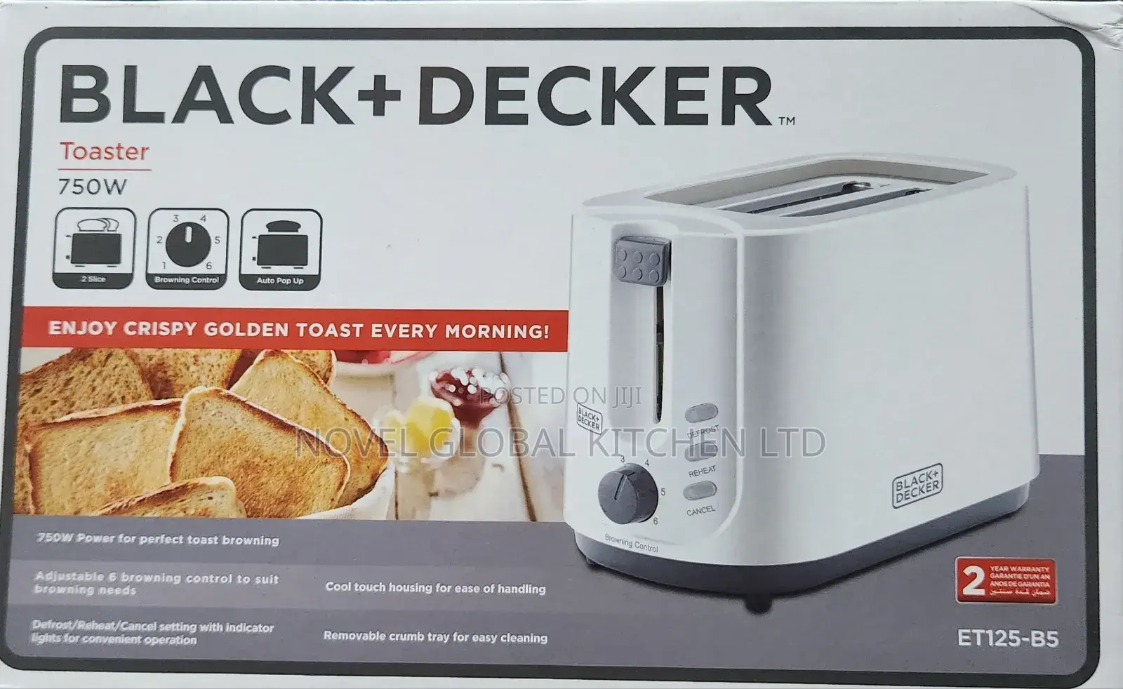 Black+Decker 2slice Pop-Up Toaster 1050w