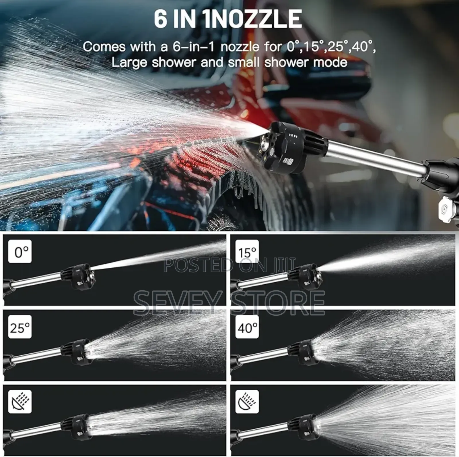 Cordless Pressure Washer, 6-in-1 Nozzle Portable Battery