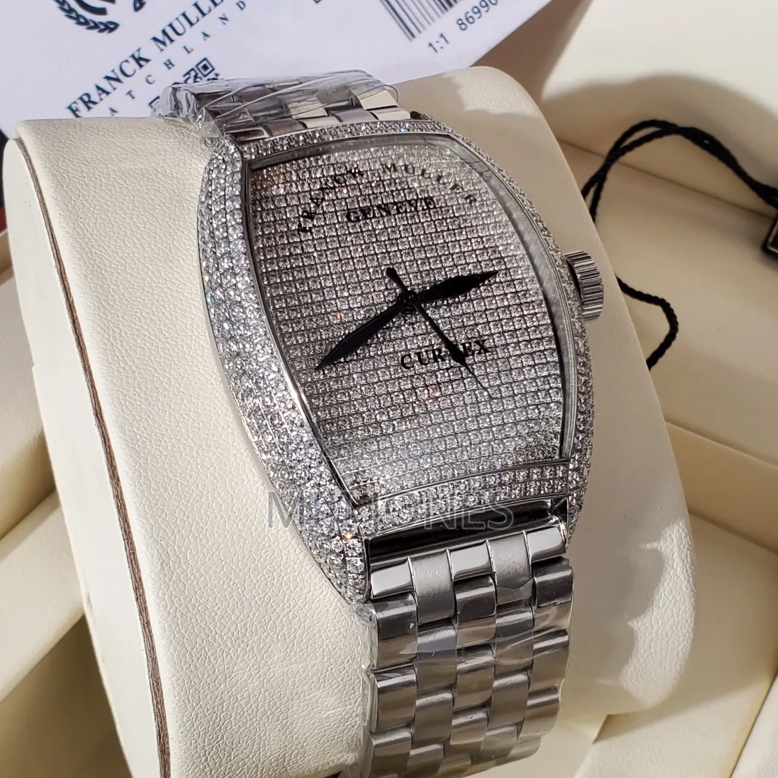 Franck Muller Inspired Cintree Curvex Diamond Silver