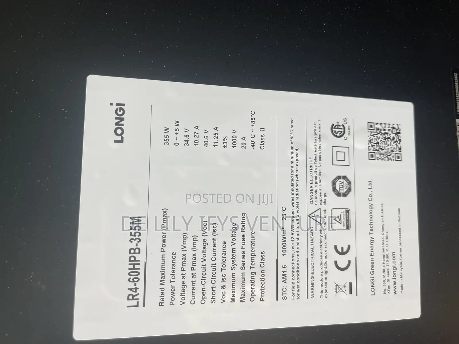 Longi All Black Half Cut Solar Panel 355w