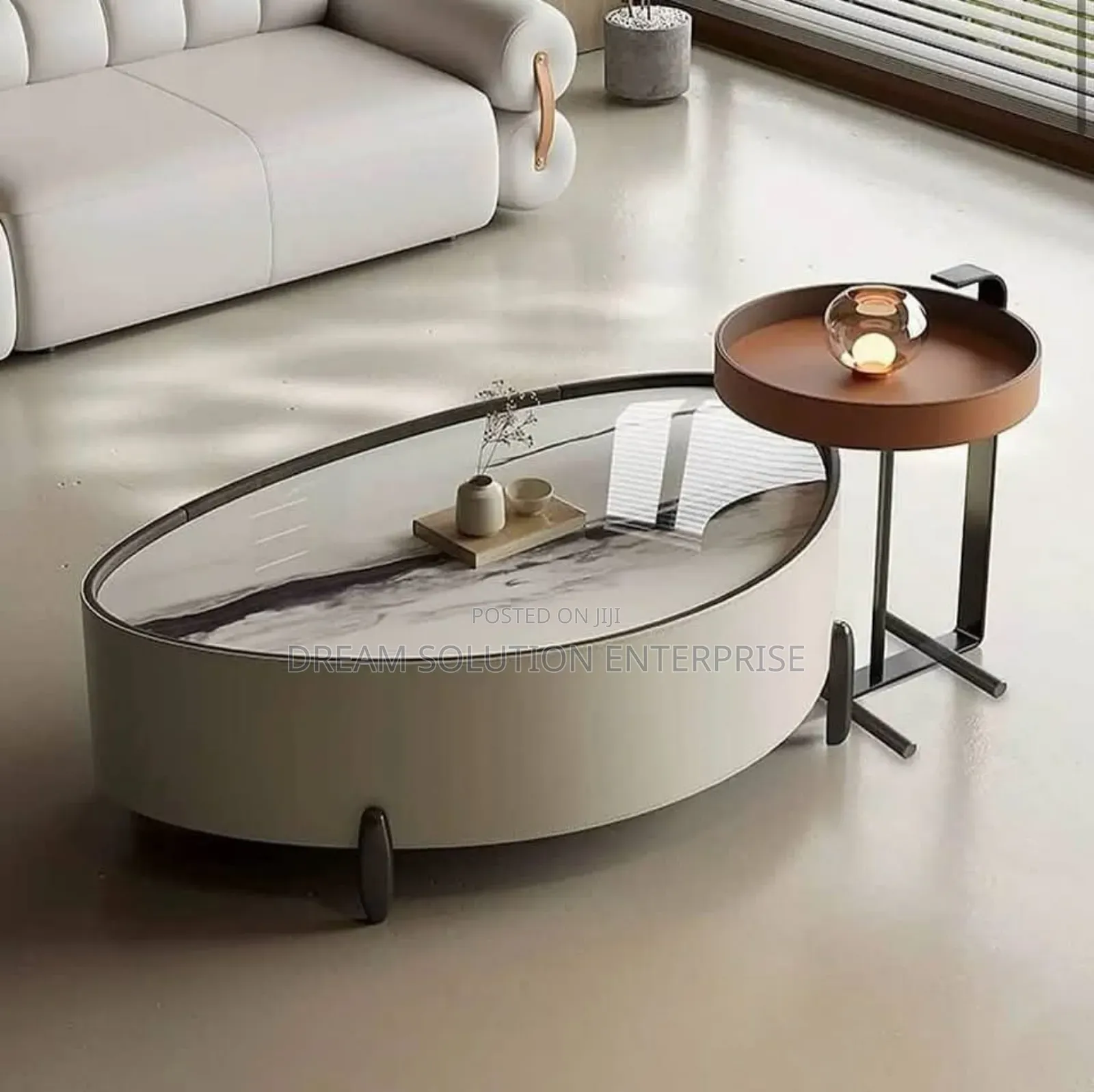 Two in One Center Table With Marble