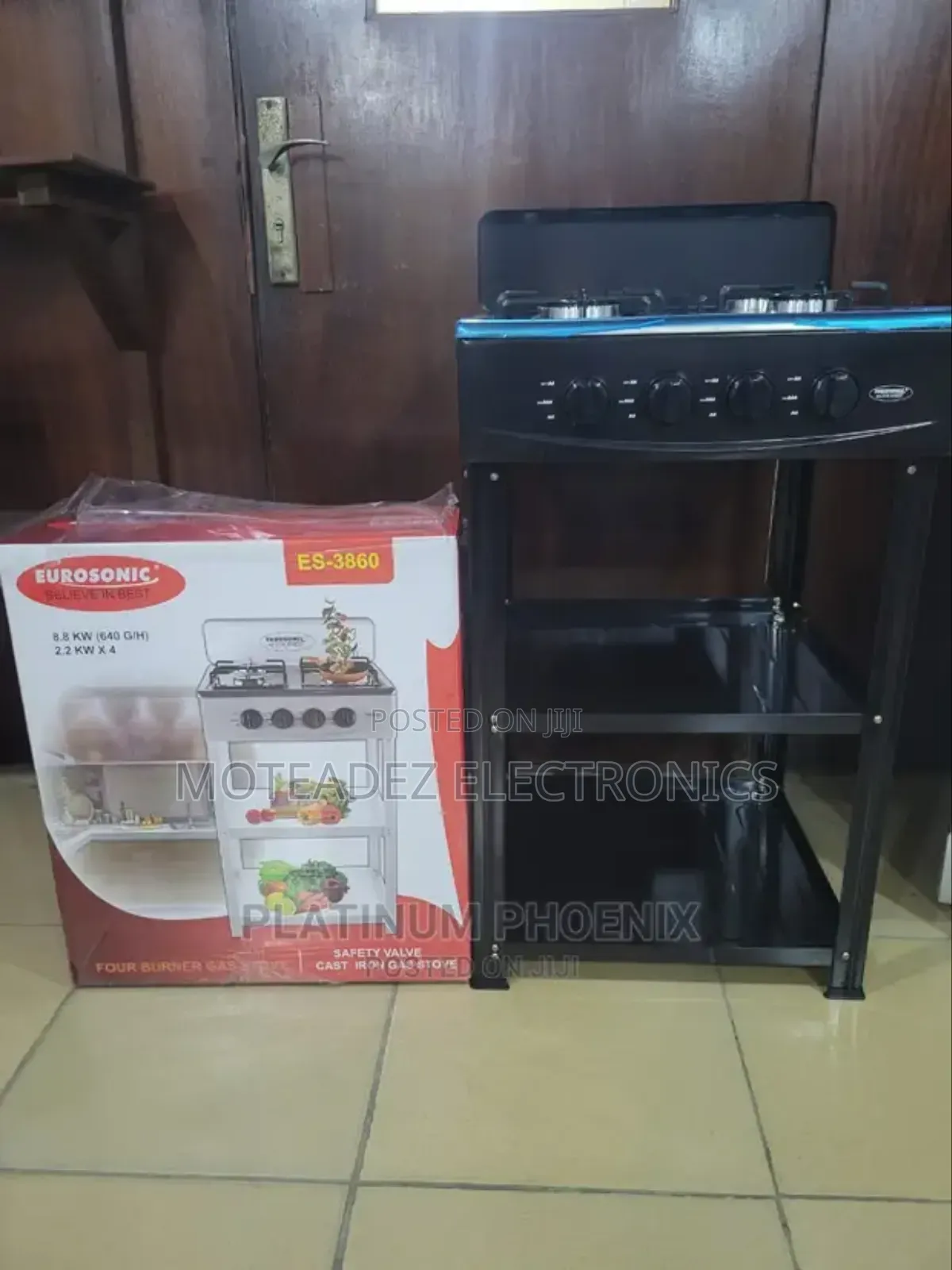 Eurosonic 4 Burners Cast Iron Non Stick Standing Gas Cooker