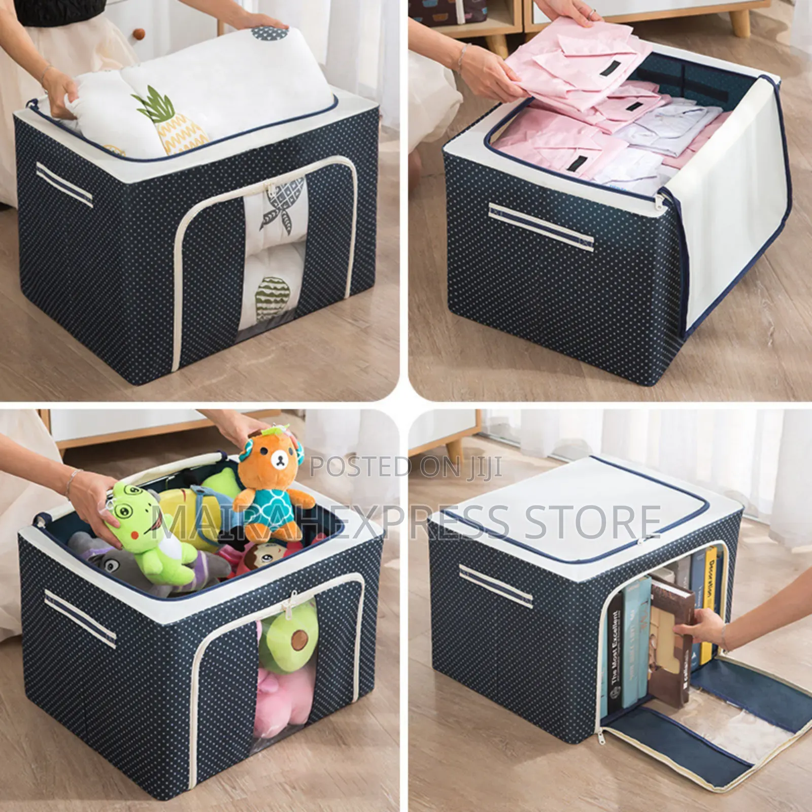 100ltr Dual Zip Clothes/Garment/Blanket Foldable Storage Box