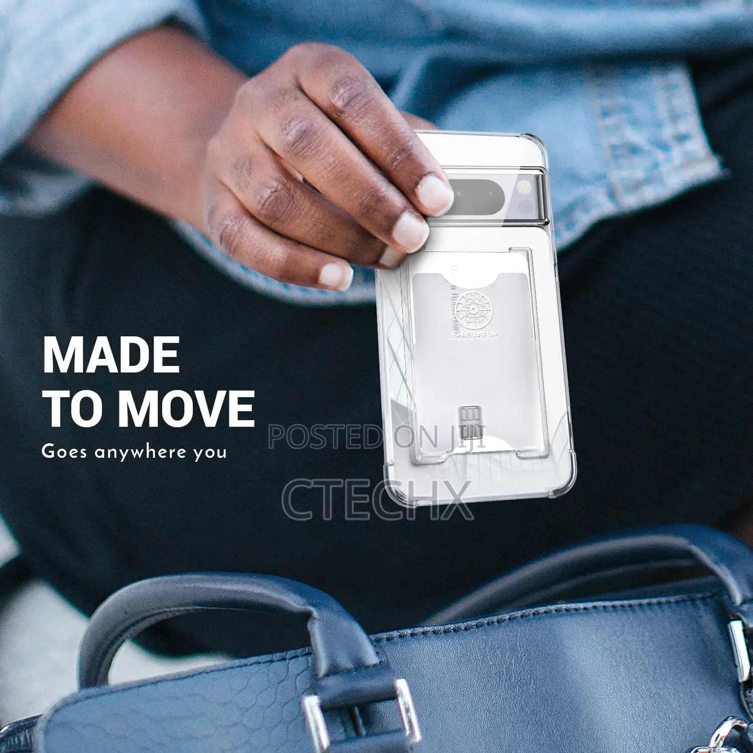 Shields Up for Pixel 8a Case With Card Holder 3 Cards Clear