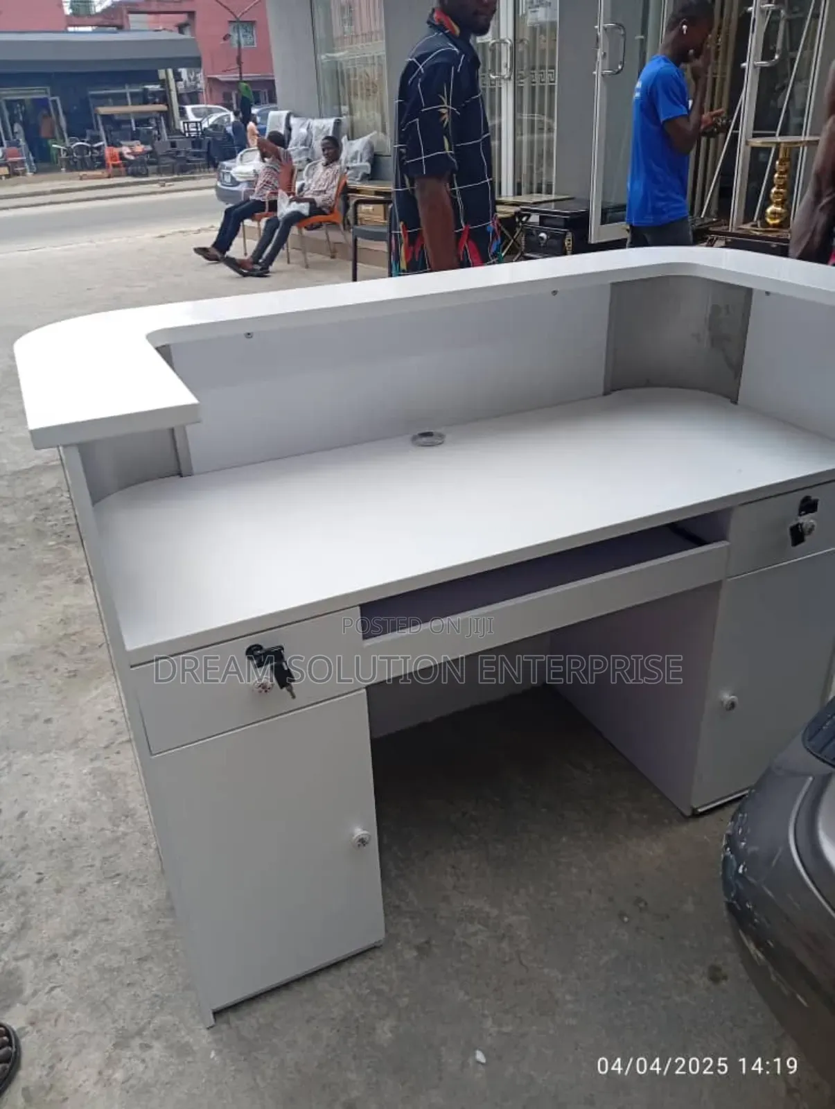 White Reception Desk With Storage