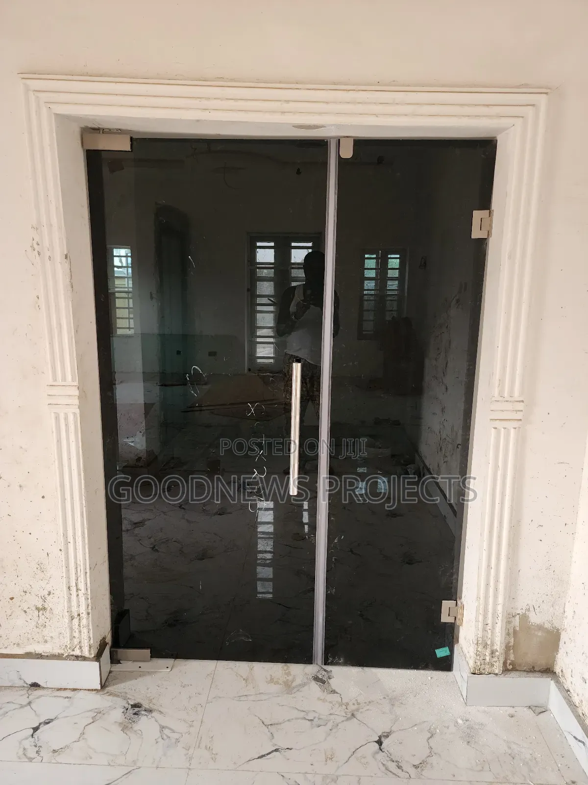 Double Grey Swing Glass Door