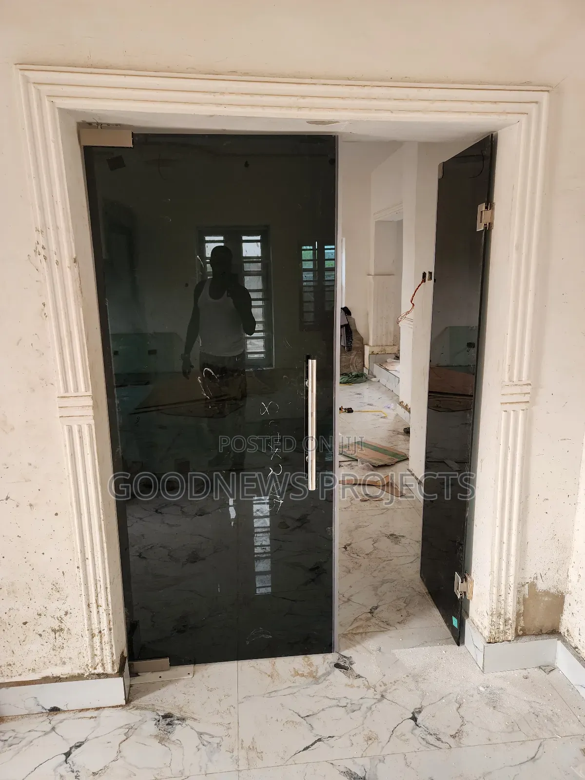 Double Grey Swing Glass Door