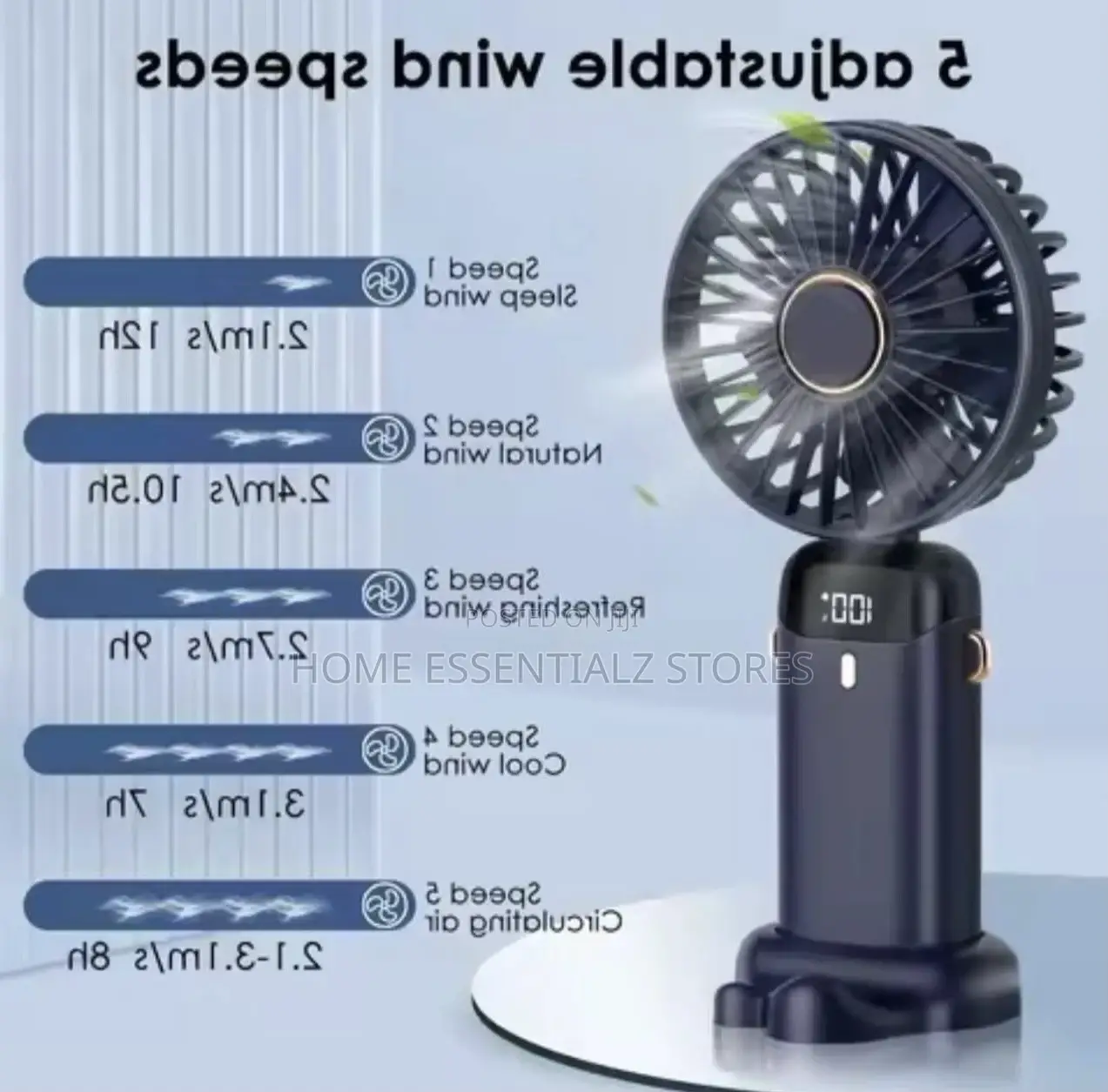 Digital Display Handheld Mini Wireless Fan - 5000mah